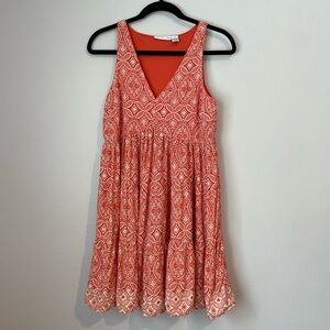 Sincerely Jules Coral and White Patterned Mini Dress